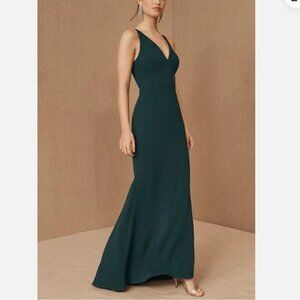 BHLDN | Deep Teal V-Neck Mermaid Maxi Formal Gown Bridesmaid Dress Size US 4